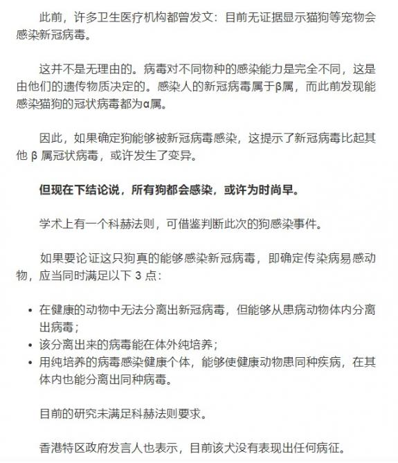 狗感染新冠病毒，会传染给人吗？  病毒专杀 解脲支原体感染的症状 芈月传人物介绍 经梧太极传人闫芳 蔡骏病毒 第5张